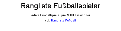 Textfeld: Rangliste Fuballspieler
aktive Fuballspieler pro 1000 Einwohner
vgl. Rangliste Fuball
 
